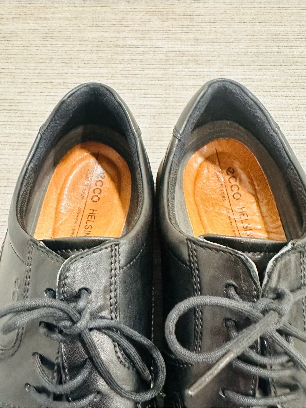ECCO Helsinki Men’s Black Leather Bike Toe Derby Dress Shoes Size EU 46 US 12